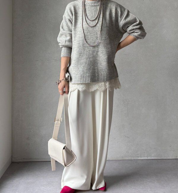 「【WEB限定】ワイドシルエットクルーネックプルオーバー」|ニット・セーター|