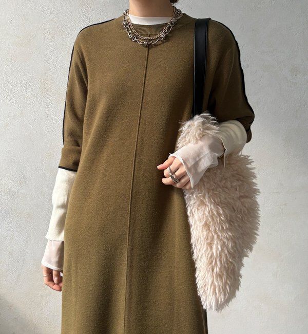  「【WEB限定】ラインデザインミラノリブワンピース」|ワンピース|