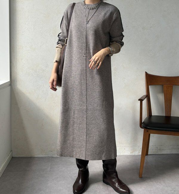  「【WEB限定】ラインデザインミラノリブワンピース」|ワンピース|