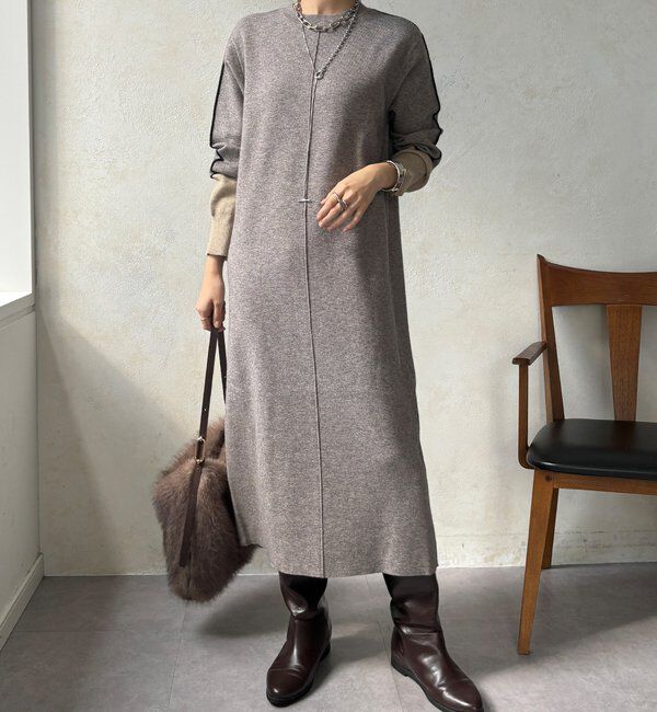  「【WEB限定】ラインデザインミラノリブワンピース」|ワンピース|