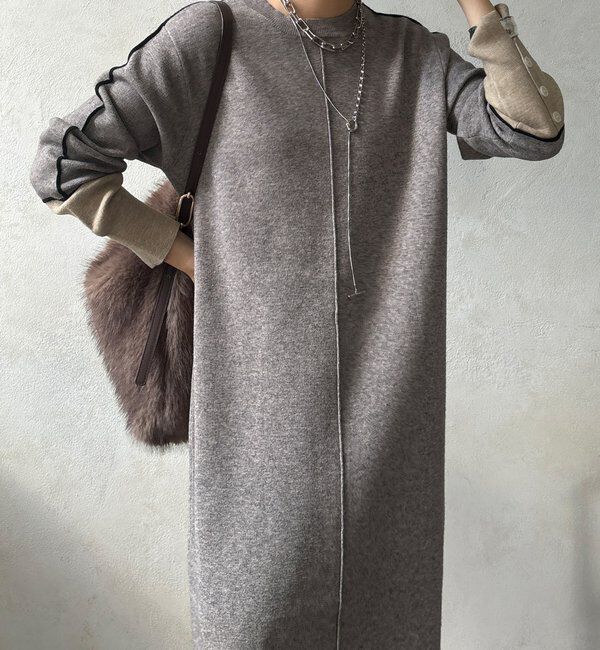  「【WEB限定】ラインデザインミラノリブワンピース」|ワンピース|