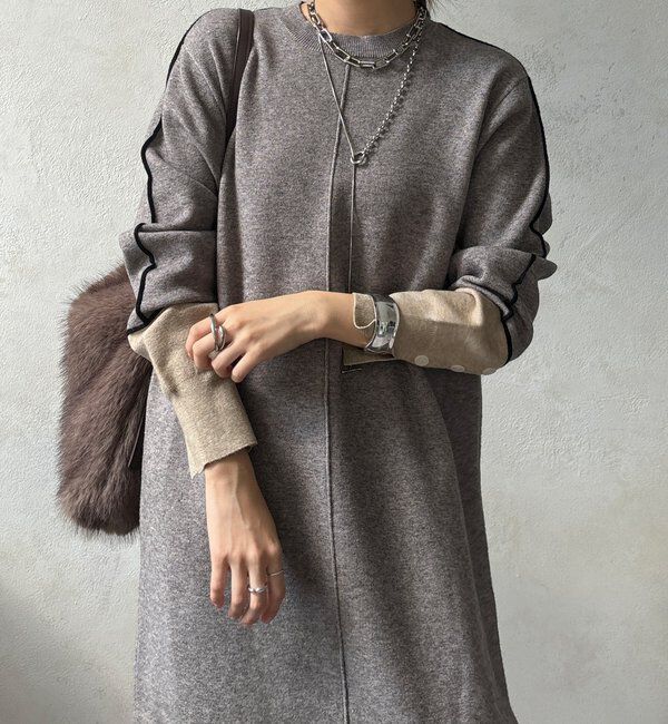  「【WEB限定】ラインデザインミラノリブワンピース」|ワンピース|