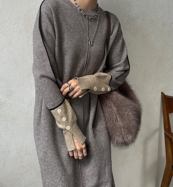  「【WEB限定】ラインデザインミラノリブワンピース」|ワンピース|