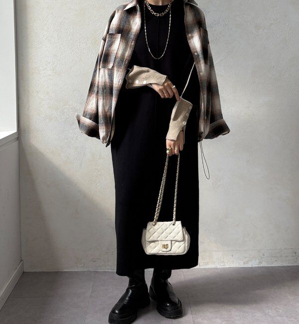  「【WEB限定】ラインデザインミラノリブワンピース」|ワンピース|