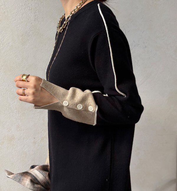  「【WEB限定】ラインデザインミラノリブワンピース」|ワンピース|