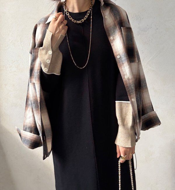  「【WEB限定】ラインデザインミラノリブワンピース」|ワンピース|