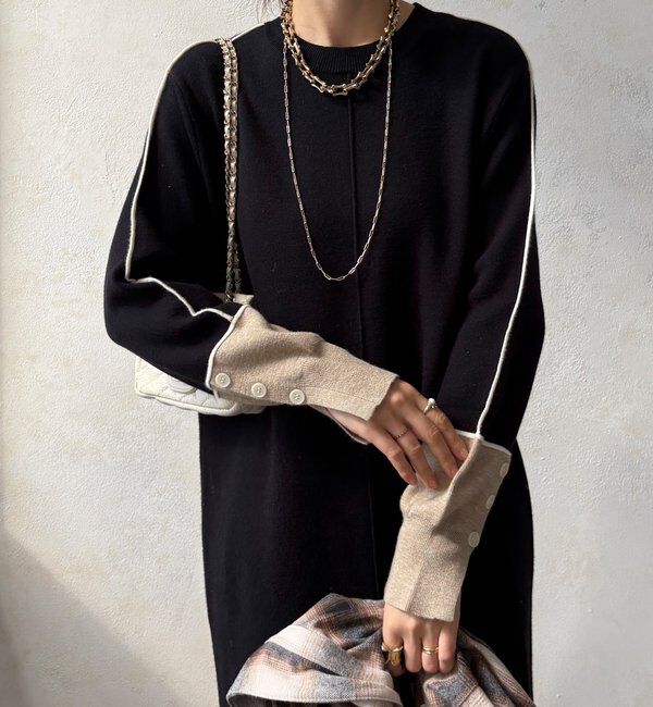  「【WEB限定】ラインデザインミラノリブワンピース」|ワンピース|