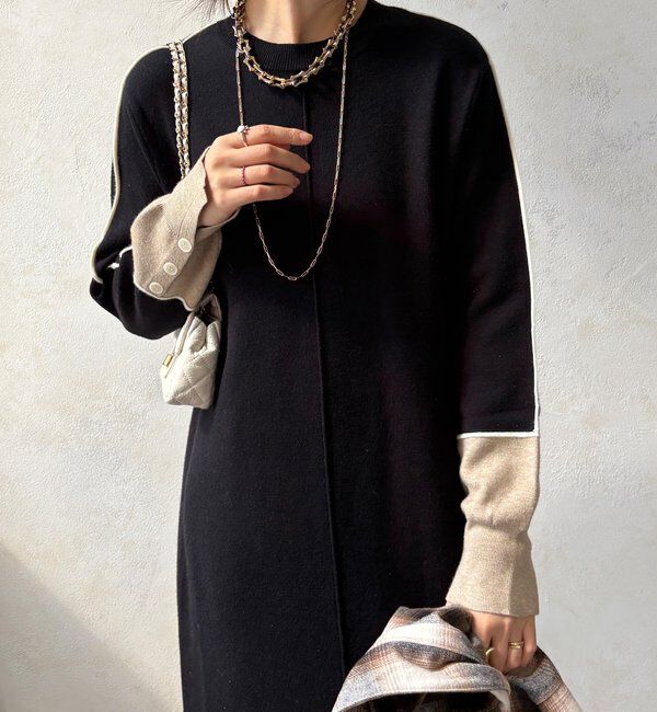  「【WEB限定】ラインデザインミラノリブワンピース」|ワンピース|