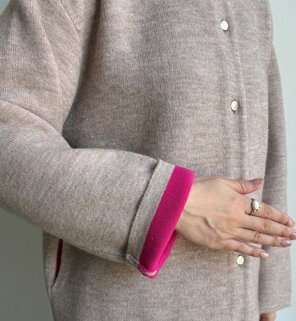  「【WEB限定】ダブルフェイスニットショートコート」|カーディガン|