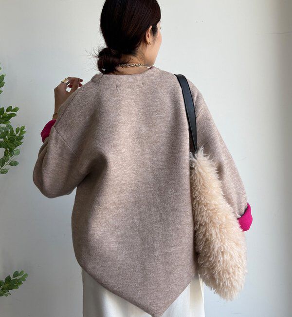  「【WEB限定】ダブルフェイスニットショートコート」|カーディガン|