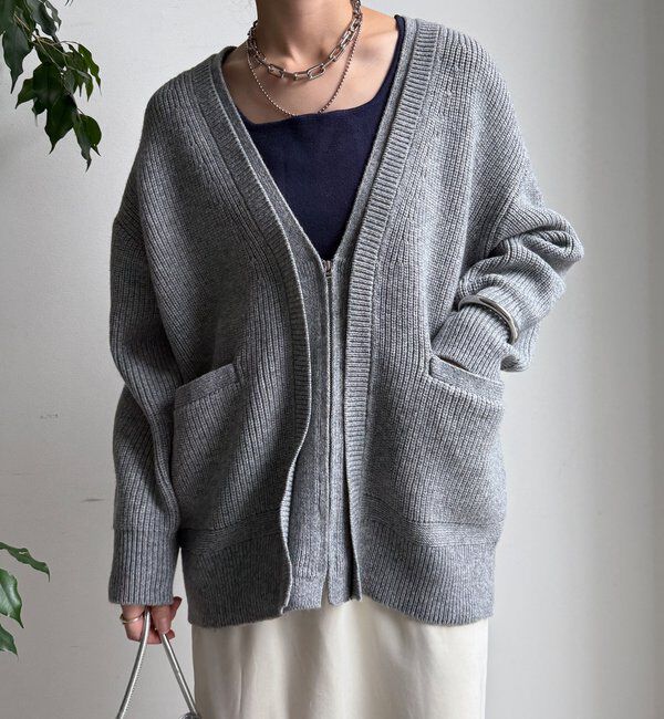  「ジップニットカーディガン」|カーディガン|