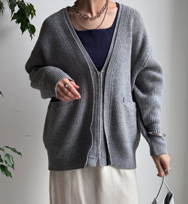  「ジップニットカーディガン」|カーディガン|