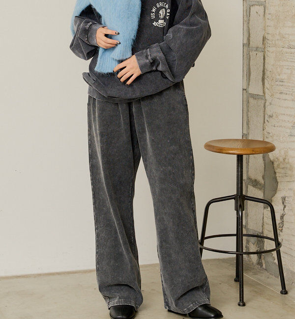  「【WHIMSIC/SETUP対応】アシッドウォッシュドカットーソーパンツ」|チノ|チャコールグレー