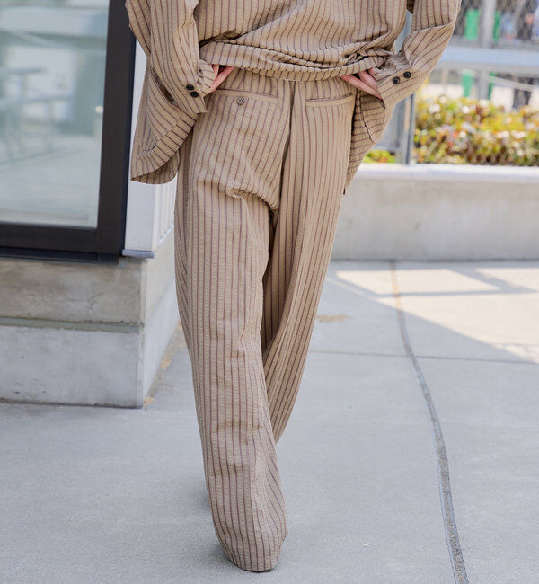  「【WHIMSIC/SET対応】シアサッカーストライプルーズフィットイージーパンツ」|チノ|