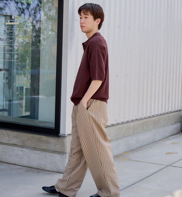  「【WHIMSIC/SET対応】シアサッカーストライプルーズフィットイージーパンツ」|チノ|