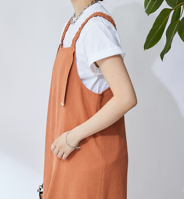  「《お腹周りカバー◎》シャーリングキャミワンピース」|その他|