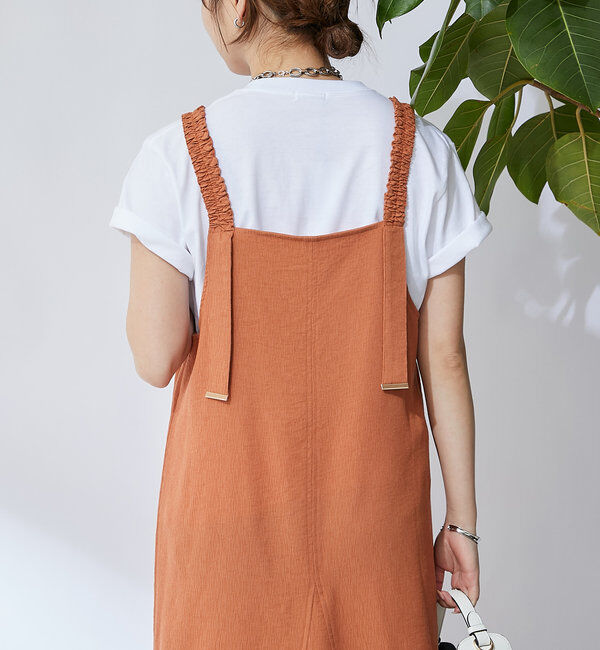  「《お腹周りカバー◎》シャーリングキャミワンピース」|その他|