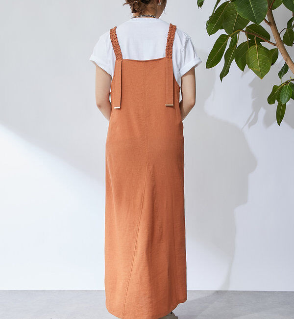  「《お腹周りカバー◎》シャーリングキャミワンピース」|その他|