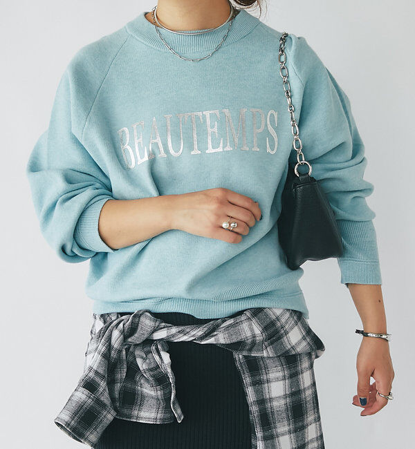  「《ゆったり着心地・体型カバー◎》スウェットライク箔ロゴニット」|ニット・セーター|