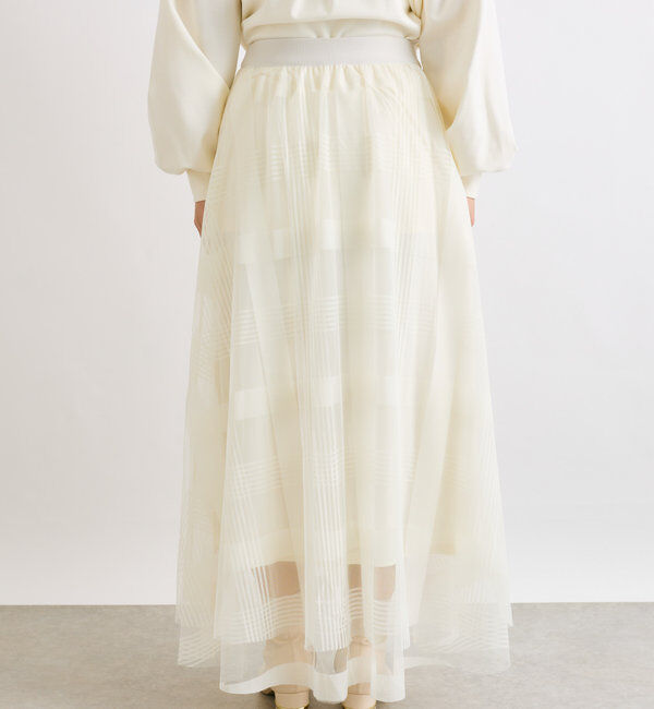  「チュールチェック柄フレアスカート」|スカート|