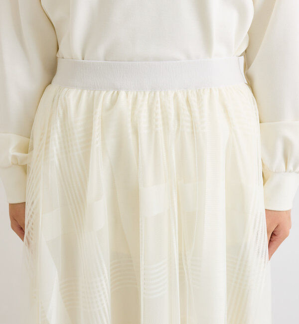  「チュールチェック柄フレアスカート」|スカート|