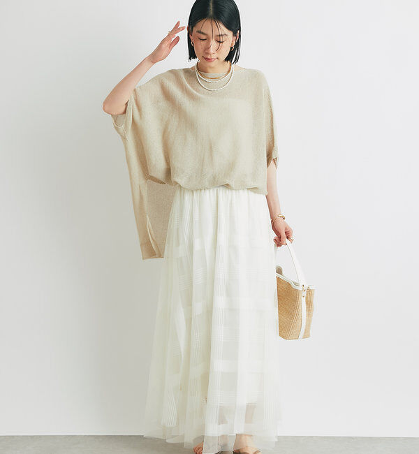  「チュールチェック柄フレアスカート」|スカート|