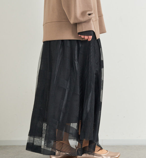  「チュールチェック柄フレアスカート」|スカート|