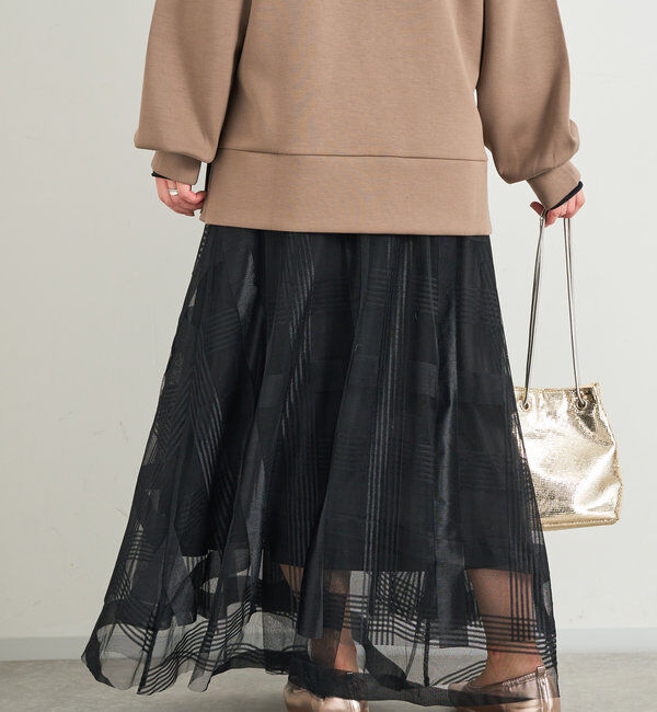  「チュールチェック柄フレアスカート」|スカート|