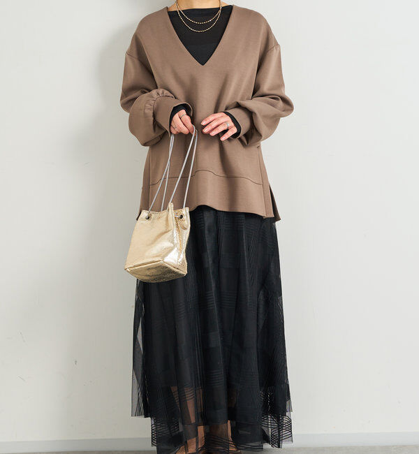  「チュールチェック柄フレアスカート」|スカート|