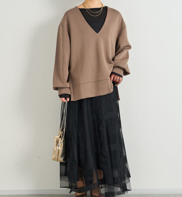  「チュールチェック柄フレアスカート」|スカート|