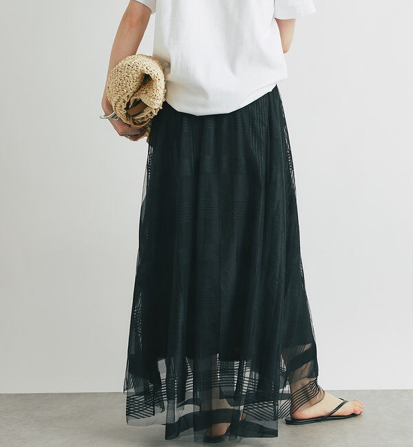  「チュールチェック柄フレアスカート」|スカート|