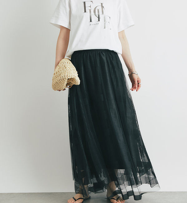  「チュールチェック柄フレアスカート」|スカート|