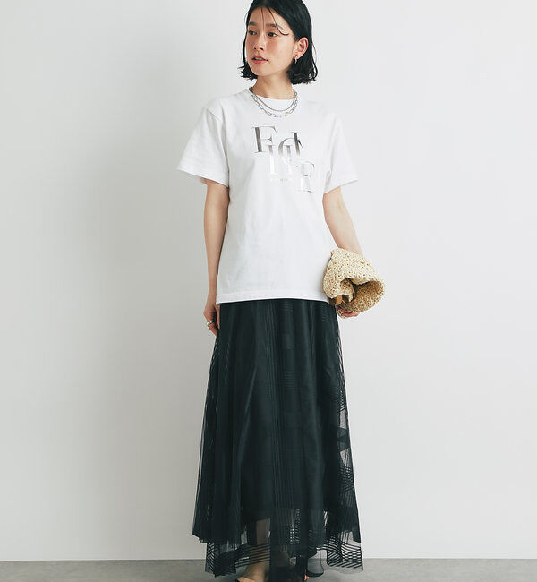  「チュールチェック柄フレアスカート」|スカート|