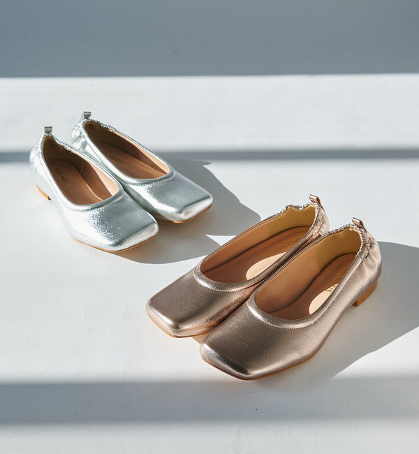  「晴雨兼用シャーリングカッターバレエパンプス」|その他|ブロンズ