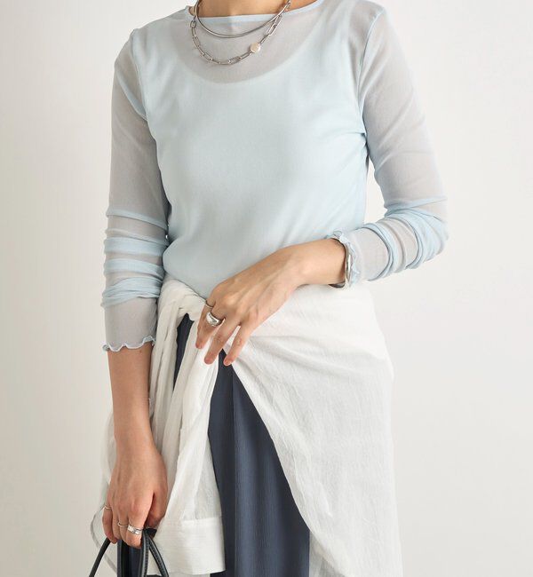  「《丁度良い抜け感◎》シアークルーネックプルオーバー」|Tシャツ・カットソー|サックスブルー