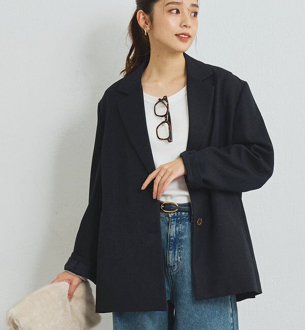  「《ワンランク上の着こなしに◎》ウールライクシングルジャケット」|その他|ブラック