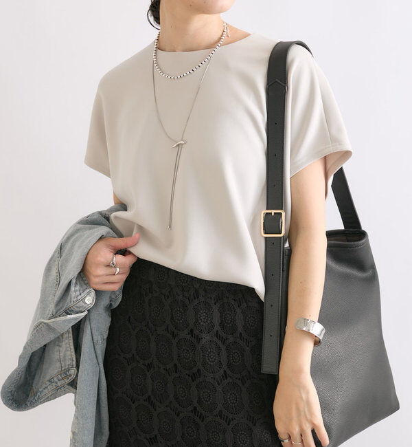  「【やわらかな着心地】ハーフスリーブダンボールプルオーバー」|Tシャツ・カットソー|グレージュ