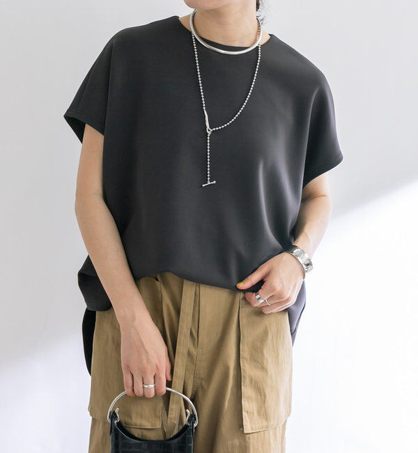  「【やわらかな着心地】ハーフスリーブダンボールプルオーバー」|Tシャツ・カットソー|チャコールグレー