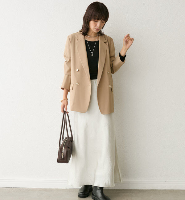  「【華やかな光沢感】ワッシャーサテンバイアススカート」|スカート|