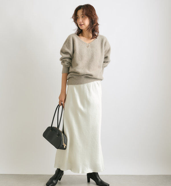  「【華やかな光沢感】ワッシャーサテンバイアススカート」|スカート|