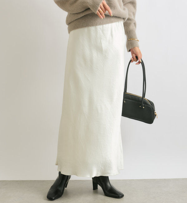  「【華やかな光沢感】ワッシャーサテンバイアススカート」|スカート|