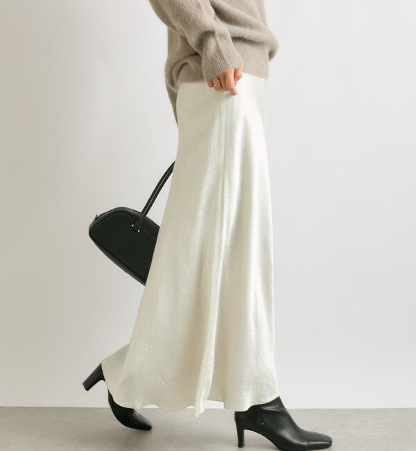  「【華やかな光沢感】ワッシャーサテンバイアススカート」|スカート|