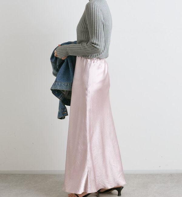  「【華やかな光沢感】ワッシャーサテンバイアススカート」|スカート|