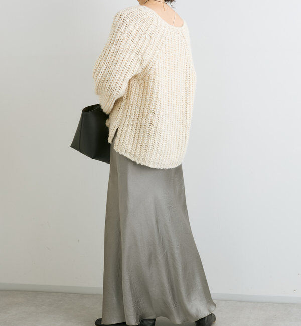  「【華やかな光沢感】ワッシャーサテンバイアススカート」|スカート|