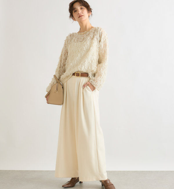  「【秋冬素材が登場！】両面起毛タックワイドスラックス」|チノ|