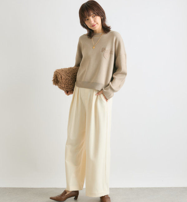  「【秋冬素材が登場！】両面起毛タックワイドスラックス」|チノ|