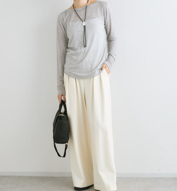  「【秋冬素材が登場！】両面起毛タックワイドスラックス」|チノ|