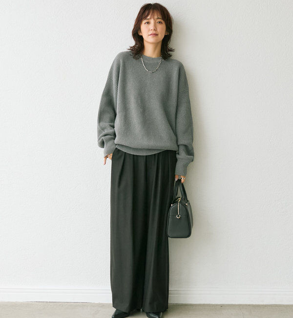  「【秋冬素材が登場！】両面起毛タックワイドスラックス」|チノ|