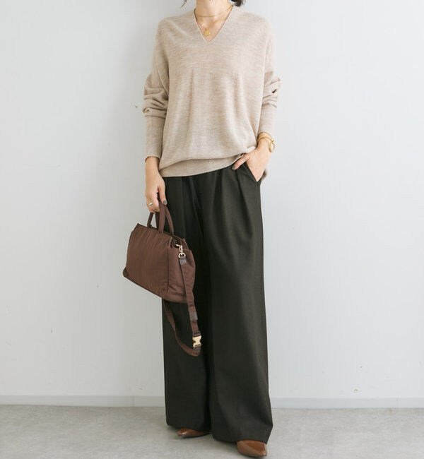  「【秋冬素材が登場！】両面起毛タックワイドスラックス」|チノ|