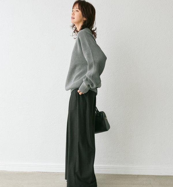  「【秋冬素材が登場！】両面起毛タックワイドスラックス」|チノ|